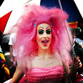 A homosexual man dressed as a woman